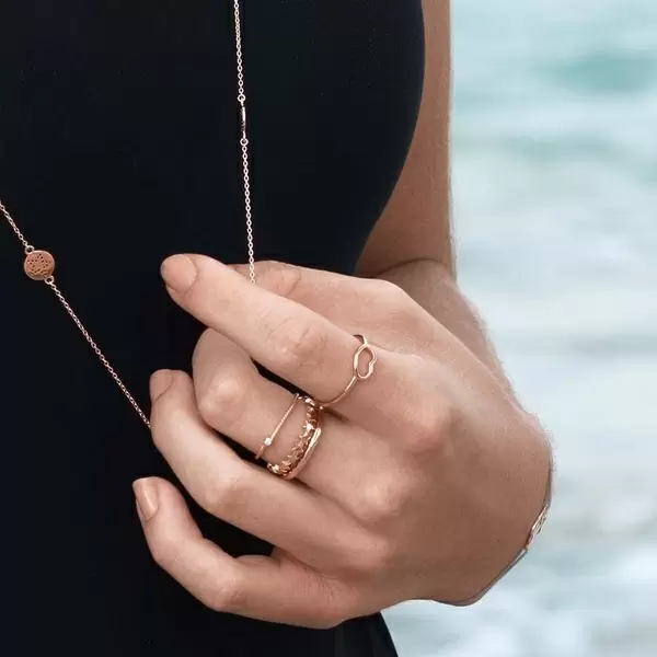 Leaf Jewelry Basic Ring, 18 K Rosegold vergoldet, Größe 46 Angebote