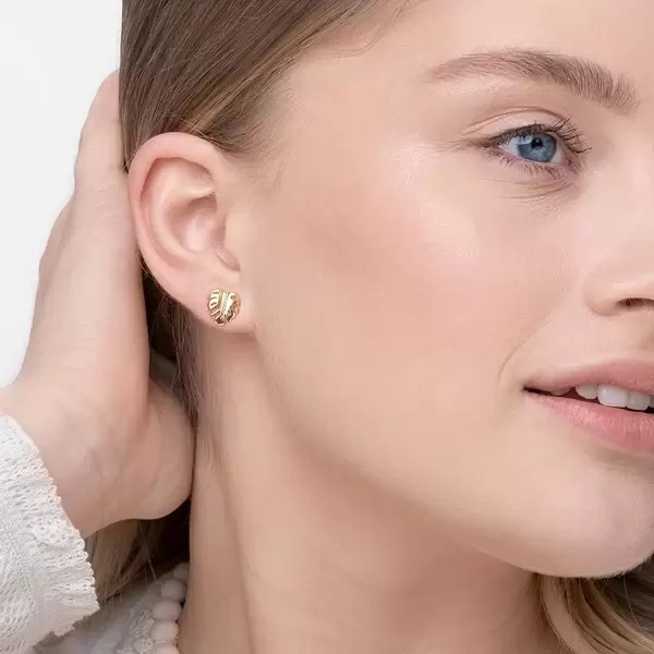 Leaf Jewelry Ohrstecker Monstera Leaf, 18 K Gelbgold vergoldet Limitierter Zeitrabatt