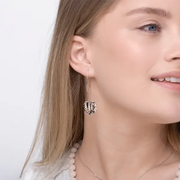 Leaf Jewelry Halbcreole Monstera Leaf, 925 Sterlingsilber Fabrik Onlineshop
