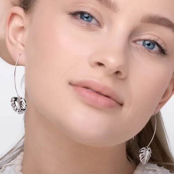 Leaf Jewelry Halbcreole Monstera Leaf, 925 Sterlingsilber Fabrik Onlineshop