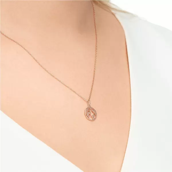 Leaf Jewelry Halskette Weltkugel, 18 K Rosegold vergoldet Saisonschlussverkauf