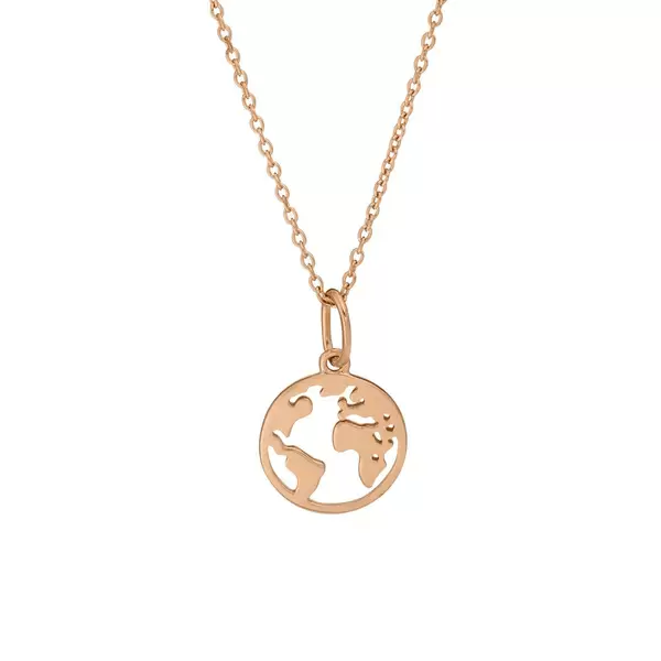 Leaf Jewelry Halskette Weltkugel, 18 K Rosegold vergoldet Saisonschlussverkauf
