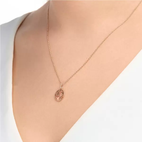 Leaf Jewelry Halskette Weltkugel, 18 K Rosegold vergoldet Saisonschlussverkauf