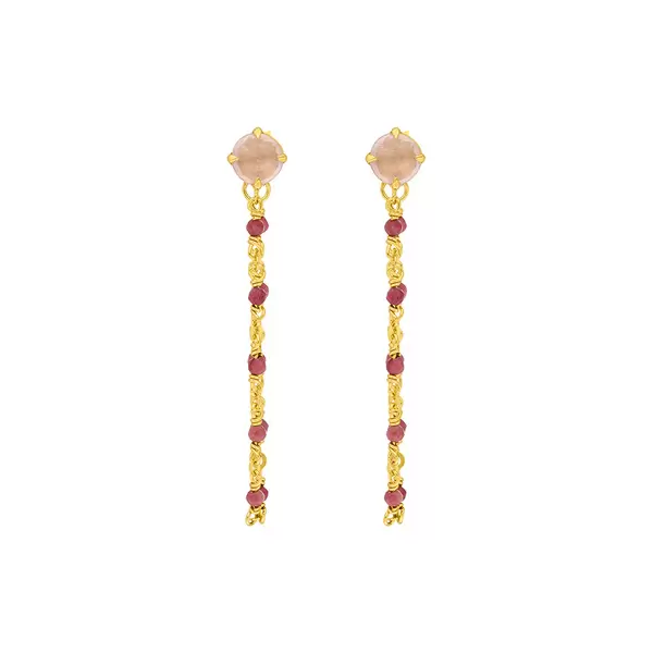 Leaf Jewelry Ohrhänger Flying Gems, Rosenquarz, 18 K Gelbgold vergoldet Black Friday