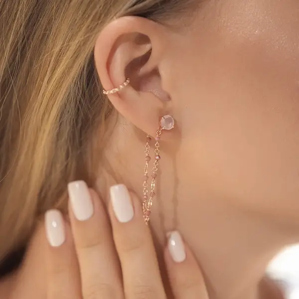 Leaf Jewelry Ohrhänger Flying Gems, Rosenquarz, 18 K Rosegold vergoldet Valentinstagsangebot