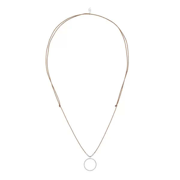 Leaf Jewelry Glückshalskettchen Circle, 925 Sterlingsilber, Beige Jubiläumsangebot