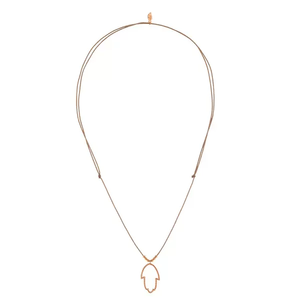 Leaf Jewelry Glückshalskettchen Fatima's Hand, 18 K Rosegold, Beige Neueste Mode