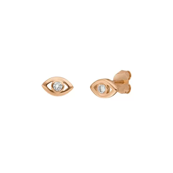 Leaf Jewelry Ohrstecker EVIL EYE, 18 K Rosegold vergoldet Große Rabatte