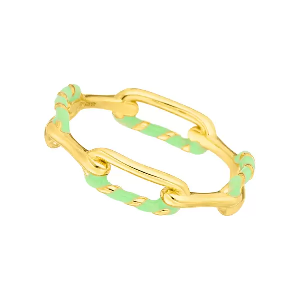 Leaf Jewelry Ring Neon Twist, 18 K Gelbgold vergoldet, grün, Gr.54 Saisonale Angebote