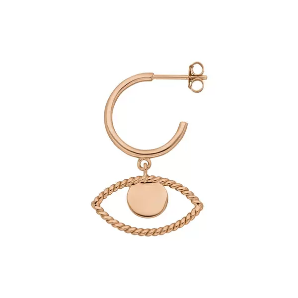 Leaf Jewelry Single Creole Evil Eye Twist, 18 K Rosegold vergoldet VIP-Rabatte