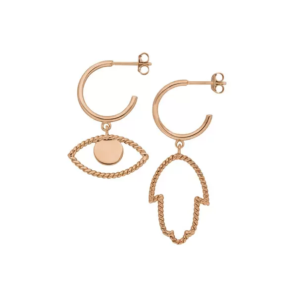 Leaf Jewelry Single Creole Evil Eye Twist, 18 K Rosegold vergoldet VIP-Rabatte
