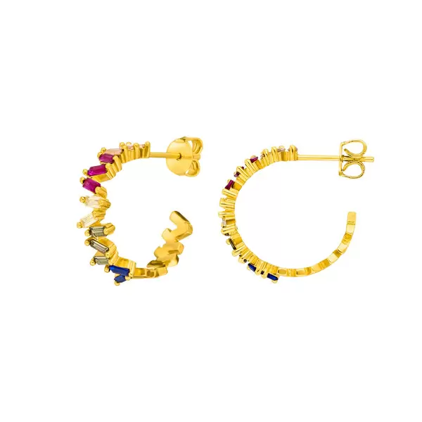 Leaf Jewelry Creole ICE CUBE, Multi Colour Zirkonia, 18 K Gelbgold vergoldet Tiefpreis