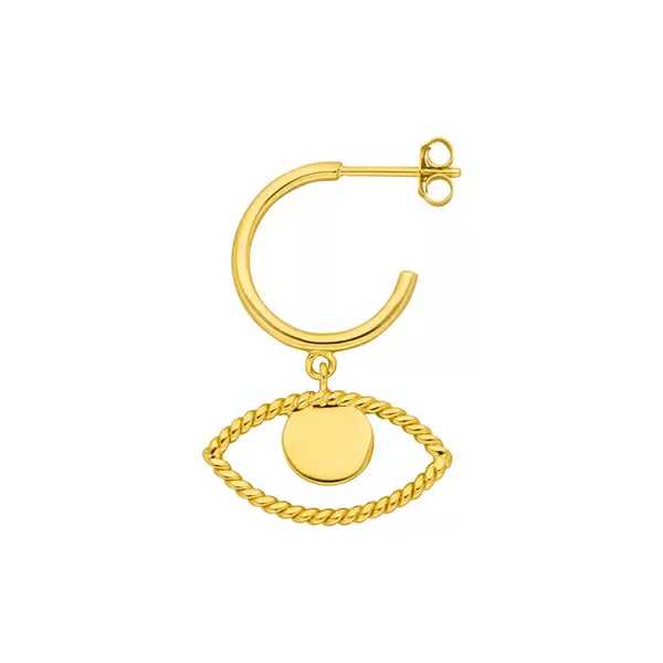 Leaf Jewelry Single Creole Evil Eye Twist, 18 K Gelbgold vergoldet Begrenzte Freigabe