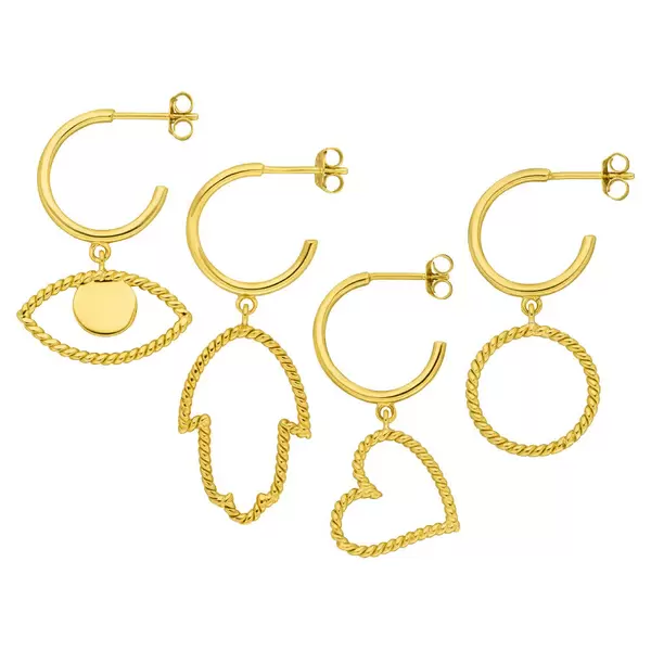 Leaf Jewelry Single Creole Evil Eye Twist, 18 K Gelbgold vergoldet Begrenzte Freigabe
