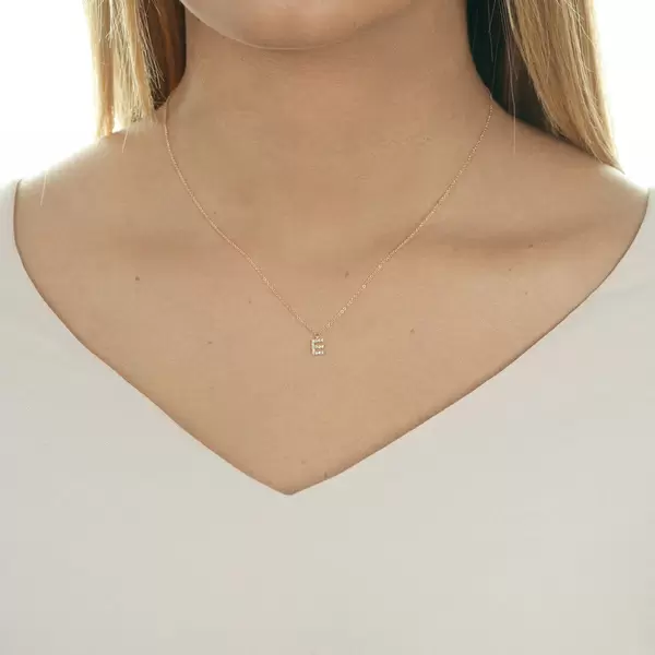 Leaf Jewelry Halskette Letter "E", 14 K Rosegold mit Diamanten Bis zu 50% Rabatt