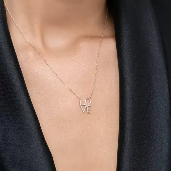 Leaf Jewelry Halskette Love mit Diamanten, 18 K Roségold Bis zu 60% Rabatt