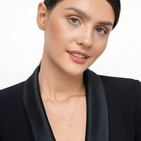Leaf Jewelry Halskette Love mit Diamanten, 18 K Roségold Bis zu 60% Rabatt
