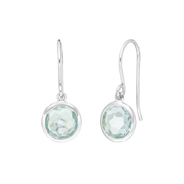 Leaf Jewelry Ohrringe Blauer Topas, 14 K Weißgold Vierteljährliche Förderung