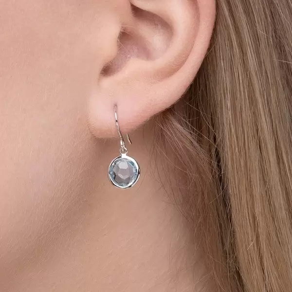 Leaf Jewelry Ohrringe Blauer Topas, 14 K Weißgold Vierteljährliche Förderung