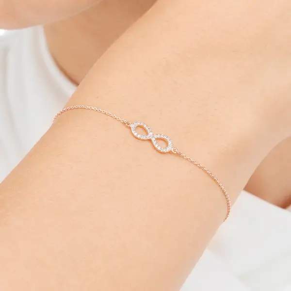 Leaf Jewelry Armkette Infinity mit Diamanten, 18 K Roségold Bis zu 55% Rabatt