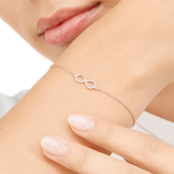 Leaf Jewelry Armkette Infinity mit Diamanten, 18 K Roségold Bis zu 55% Rabatt