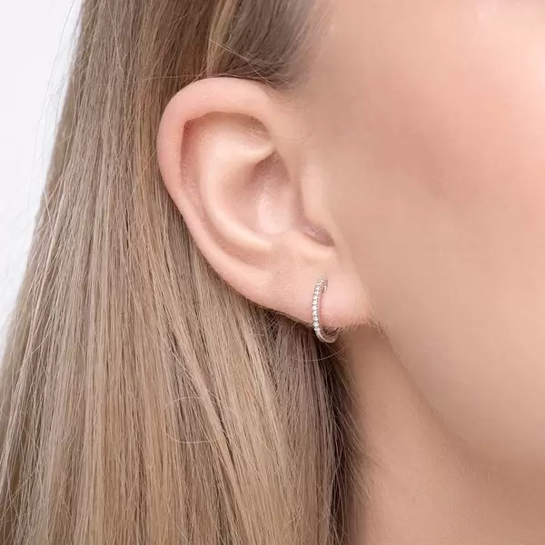 Leaf Jewelry Creole Circle XS mit Diamanten, 12mm, 18 Weißgold Discount Store für neue Produkte