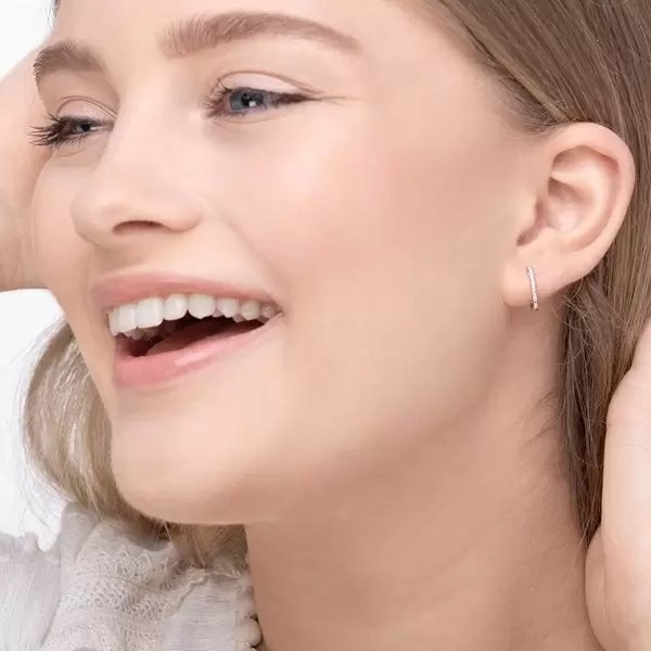 Leaf Jewelry Creole Circle XS mit Diamanten, 12mm, 18 Weißgold Discount Store für neue Produkte