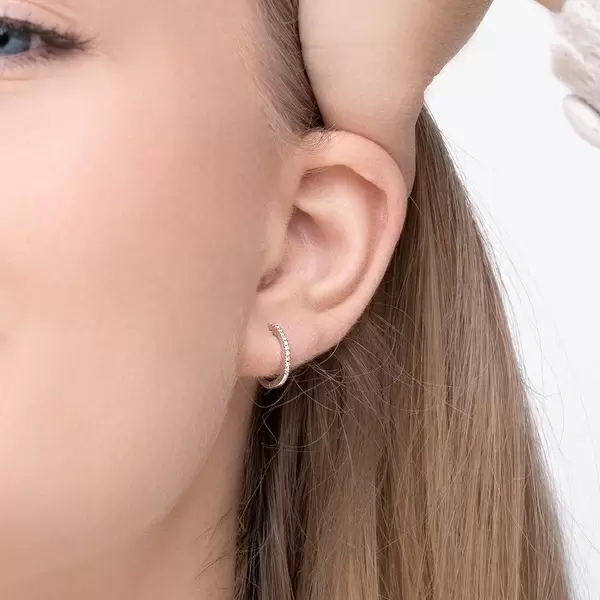 Leaf Jewelry Creole Circle XS mit Diamanten, 12mm, 18 Weißgold Discount Store für neue Produkte