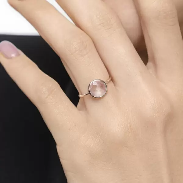 Leaf Jewelry Ring 14 K Roségold, Rosenquarz Nur noch ein Tag übrig