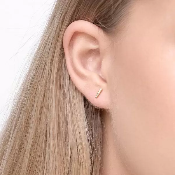 Leaf Jewelry Ohrstecker Bar mit Diamanten, 18 K Gelbgold Super Rabatt