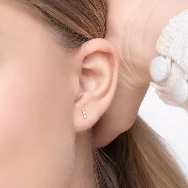 Leaf Jewelry Ohrstecker Bar mit Diamanten, 18 K Gelbgold Super Rabatt