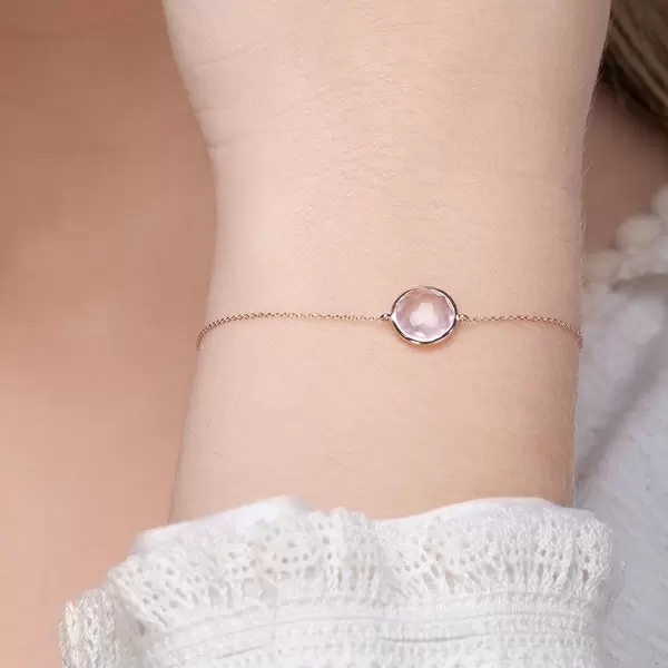 Leaf Jewelry Armkette Rosenquarz, 14 K Roségold Clearance-Verkauf