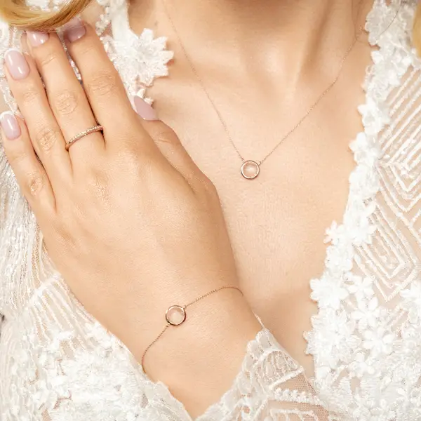 Leaf Jewelry Armkette Rosenquarz, 14 K Roségold Clearance-Verkauf