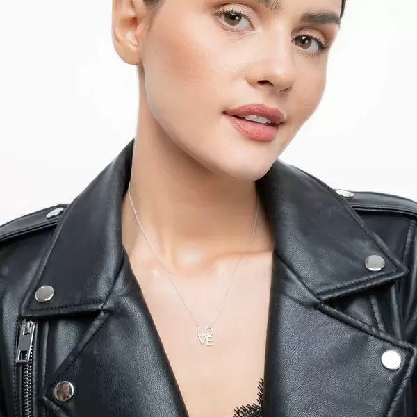 Leaf Jewelry Halskette Love mit Diamanten, 18 K Weissgold Fabrikladen