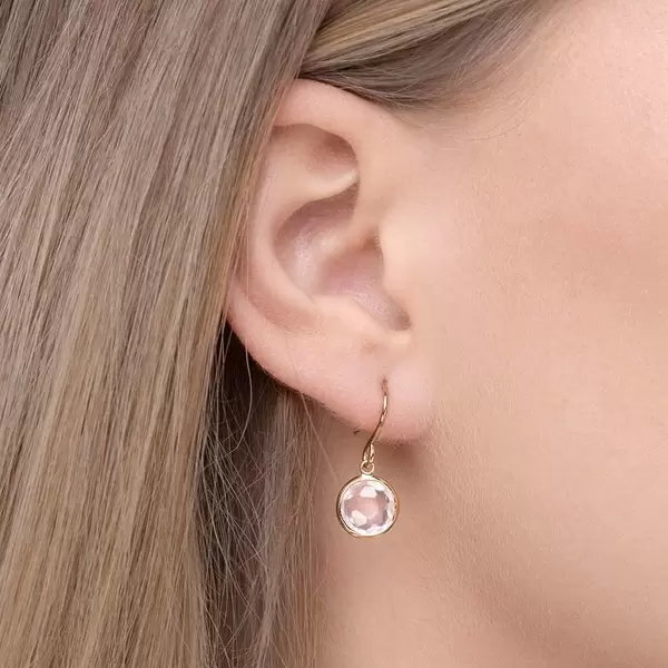 Leaf Jewelry Ohrringe Rosenquarz, 14 K Gelbgold 50% Rabatt für begrenzte Zeit