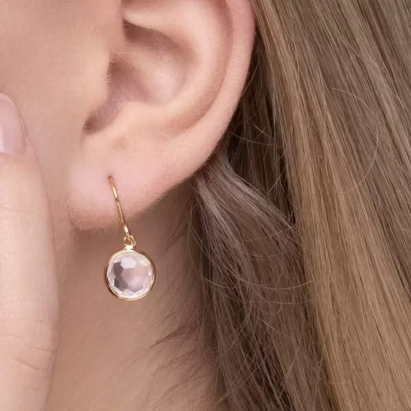 Leaf Jewelry Ohrringe Rosenquarz, 14 K Gelbgold 50% Rabatt für begrenzte Zeit