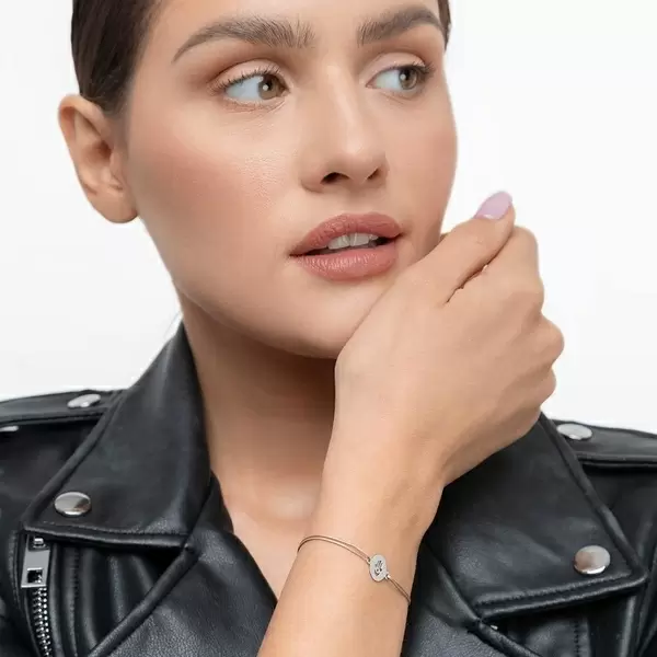 Leaf Jewelry Glücksbändchen Hand der Fatima, 14 K Weißgold, Beige Rabatte dieses Monats