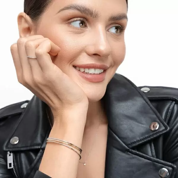Leaf Jewelry Armreif Circle mit Diamanten, 18 K Weißgold 2025