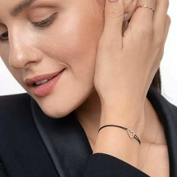 Leaf Jewelry Glückarmband Herz mit Diamanten, 18 K Rosegold, Beige Angebote
