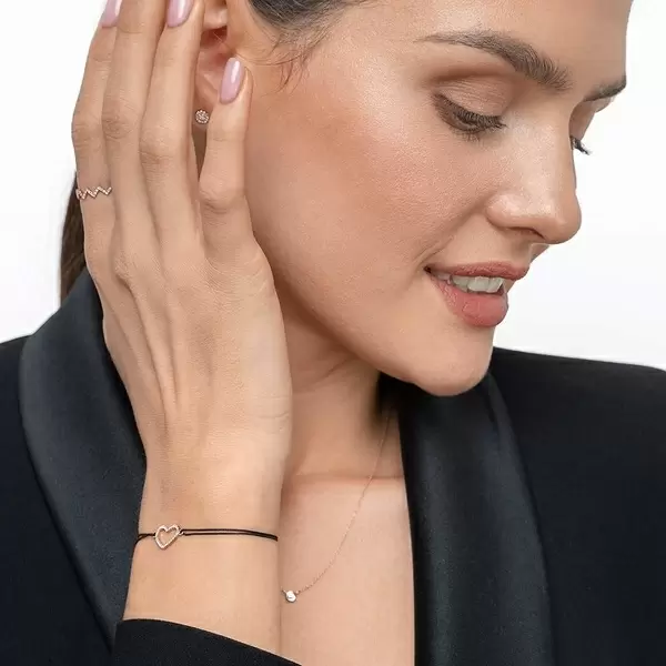 Leaf Jewelry Glückarmband Herz mit Diamanten, 18 K Rosegold, Beige Angebote