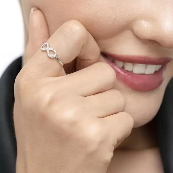 Leaf Jewelry Infinityring mit Diamanten, 18 K Weißgold Hotsell