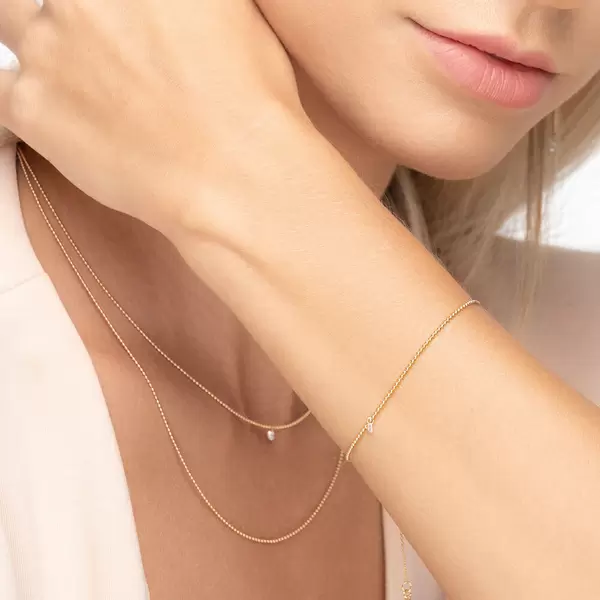 Leaf Jewelry Armkette Pure Ball Chain, Diamant, 14 K Gelbgold im Angebot