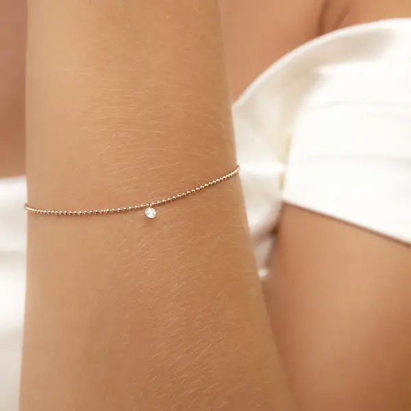 Leaf Jewelry Armkette Pure Ball Chain, Diamant, 14 K Gelbgold im Angebot