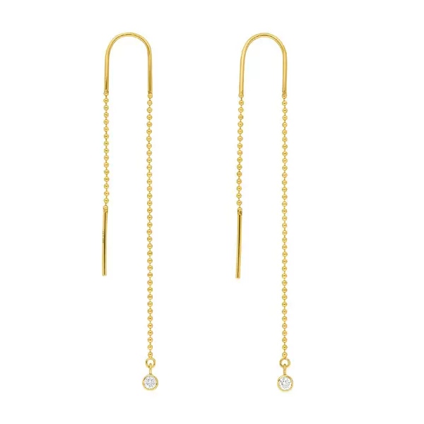 Leaf Jewelry Ohrringe "my first diamond", ball chain, 14 K Gelbgold Meist gekauft