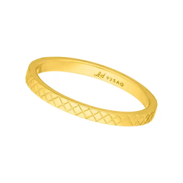 Leaf Jewelry Ring Plaid, matt, 18 K Gelbgold vergoldet, Gr.50 Fabrikpreis
