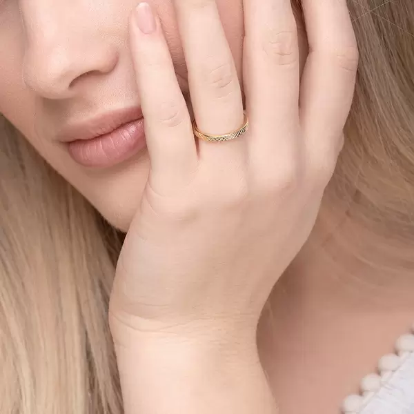 Leaf Jewelry Ring Plaid, matt, 18 K Gelbgold vergoldet, Gr.50 Fabrikpreis