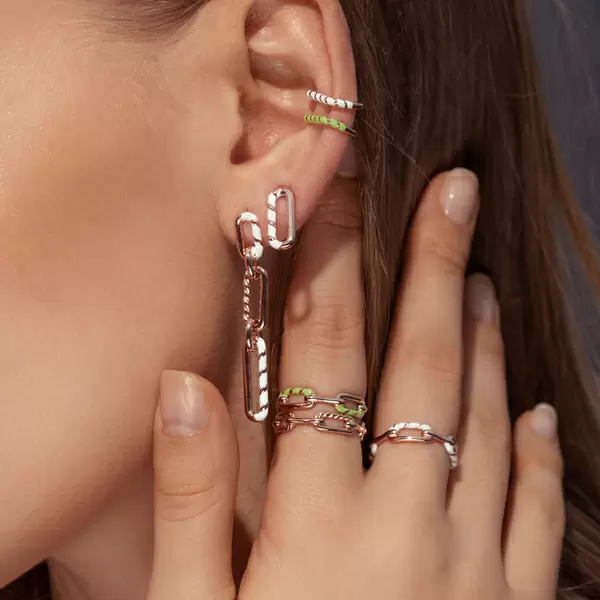 Leaf Jewelry Silber Ohrringe, Rosegold, Neon Twist Großer Ausverkauf