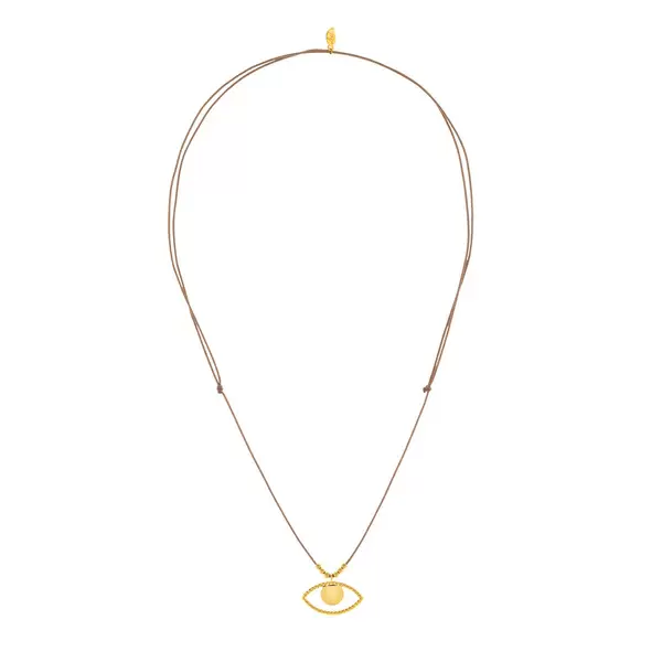 Leaf Jewelry Glückshalskettchen Evil Eye, 18 K Gelbgold vergoldet, Beige Saisonschlussverkauf