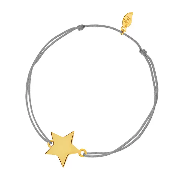 Leaf Jewelry Glücksbändchen Star-Disc, matt, Gelbgold vergoldet , Grau Vatertagsangebot