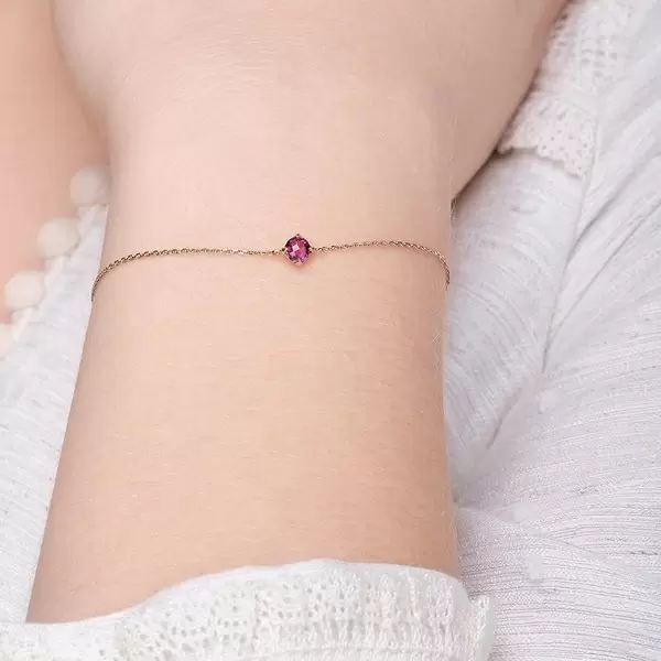 Leaf Jewelry Armkette Cabochon, Rhodolite, 14 K Rosegold Räumungsverkauf